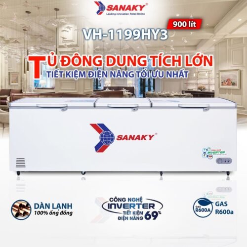 Tủ đông 900l Sanaky Inverter VH-1199HY3 Mẫu 2025
