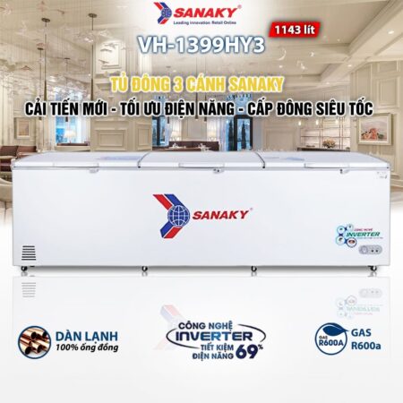 Tủ đông 1143l Sanaky Inverter VH-1399HY3 Mẫu 2025