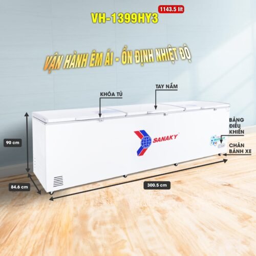 Tủ đông 1143l Sanaky Inverter VH-1399HY3 Mẫu 2025