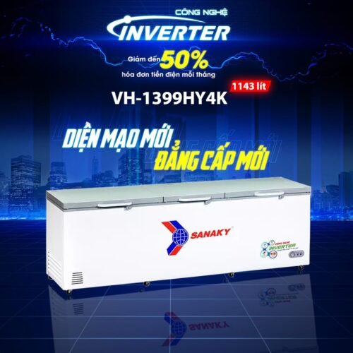 Tủ đông 1300l/1143l Sanaky Inverter VH-1399HY4K Giao diện 2025