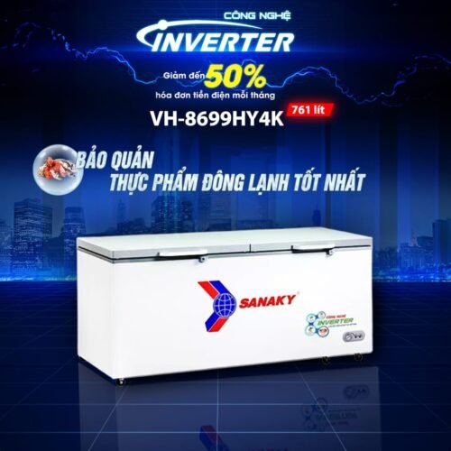 Tủ đông 860l/761l Sanaky Inverter VH-8699HY4K Giao diện 2025