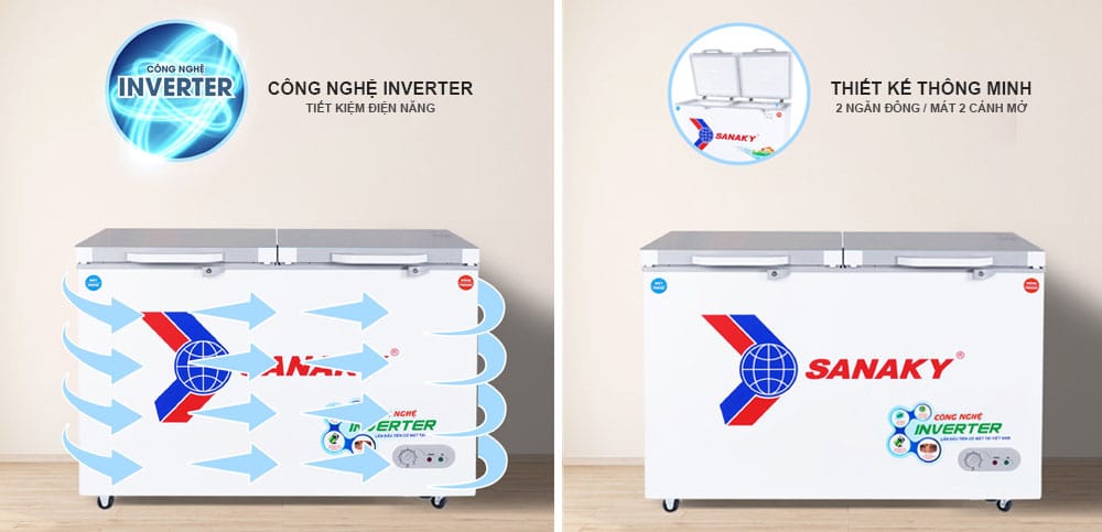 Tủ đông mát 360l/260l Sanaky Inverter VH-3699W4K