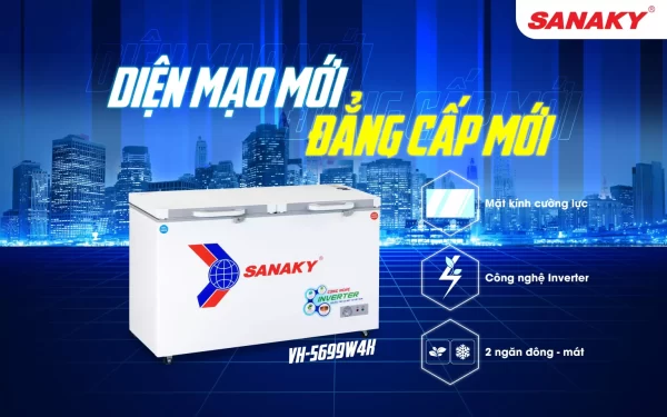 Tủ đông mát 560l/365l Sanaky Inverter VH-5699W4K Tủ đông mát 560l/365l Sanaky Inverter VH-5699W4K