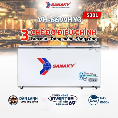 Tủ đông 660l/530l Sanaky Inverter VH-6699HY3