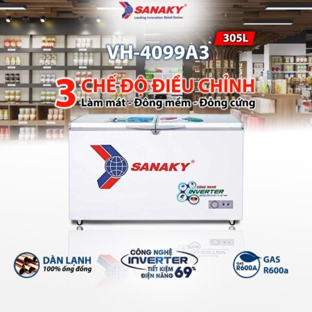 Tủ đông 400l/305l Sanaky Inverter VH-4099A3